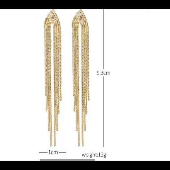 Beautiful Gold Plated Tassel Drop Dangle Earrings - Picture 2 of 3